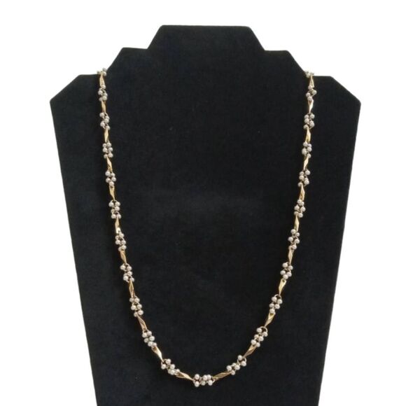 Marvella Gold Toned Small Faux Pearl Beaded Lightweight Single Strand Necklace - Picture 1 of 9